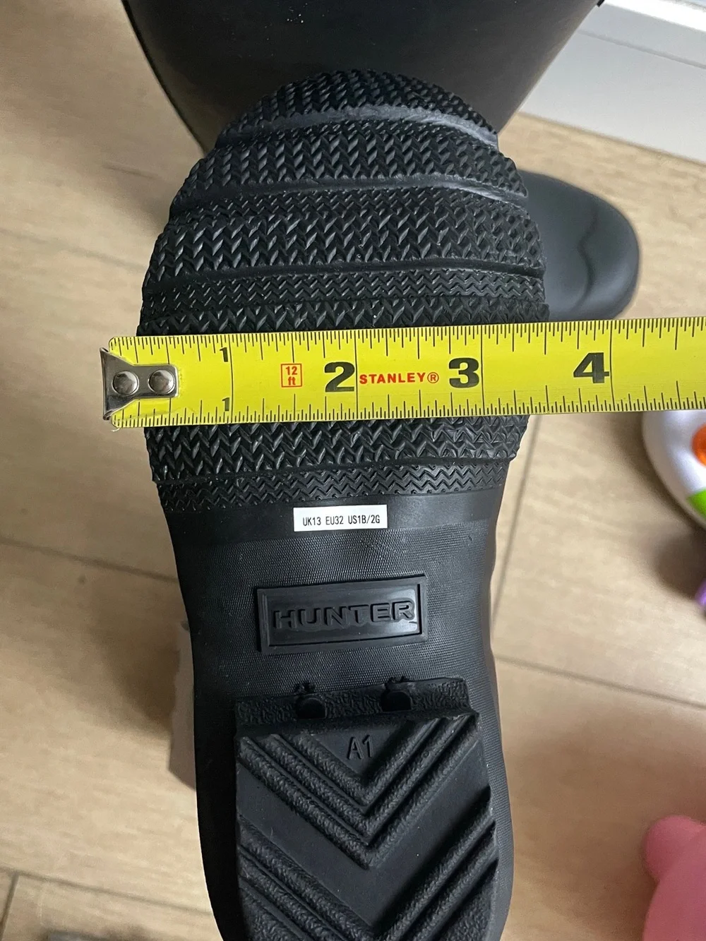 Kids Hunter Black Tall Rain Boots (roughly age 7-8 years old)
